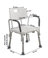 SILLA DE DUCHA CON APOYA BRAZOS Y RESPALDO DESMONTABLE